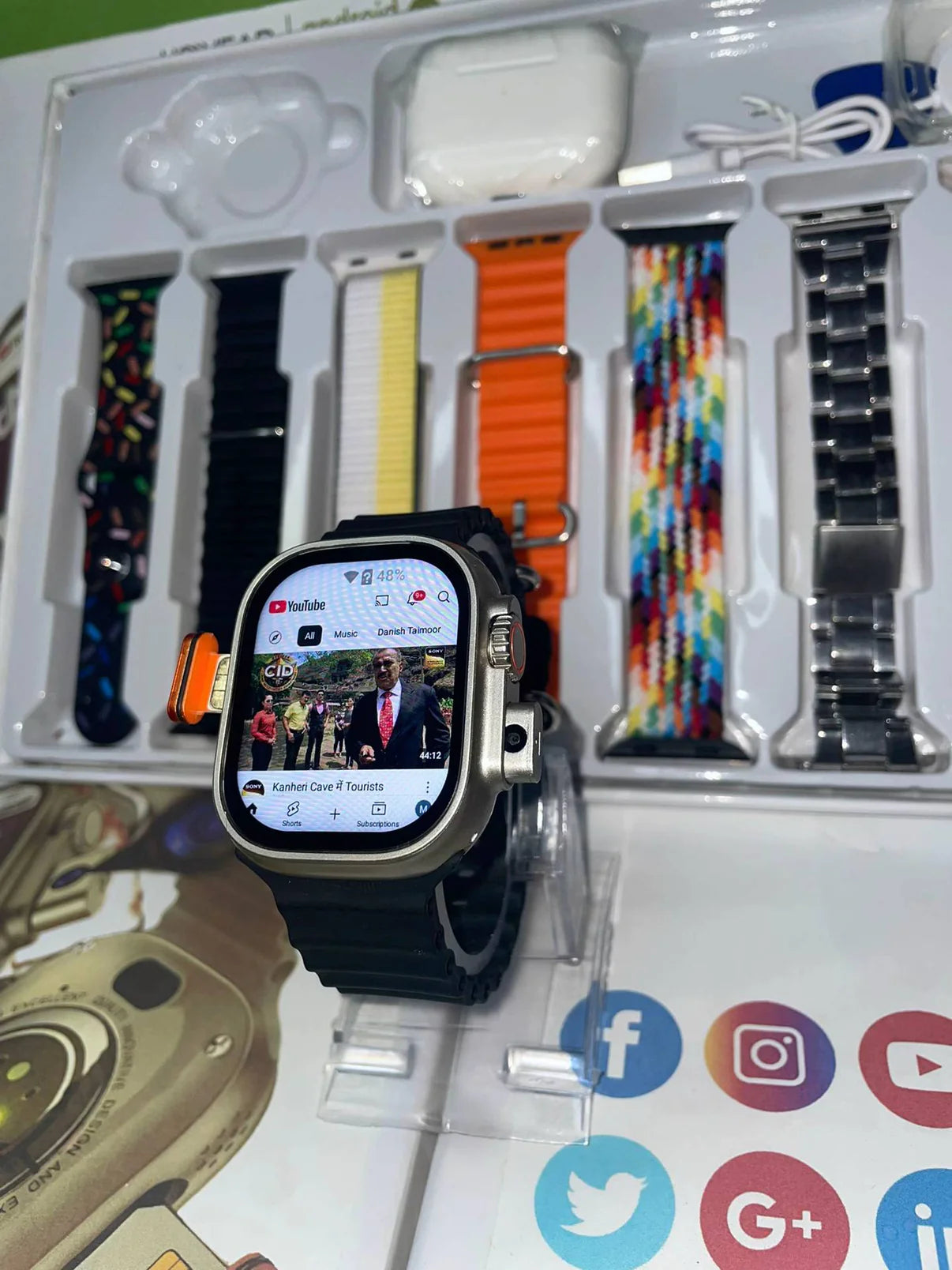 HW Ultra Call Smartwatch – Premium 4G Android Sim Watch + 7 Straps Free